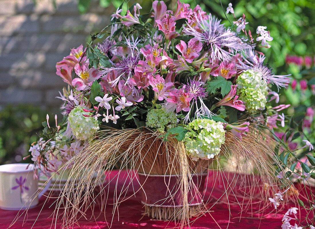 Viburnum opulus (Stuffed Snowball), Alstroemeria (Calicula) Centaurea