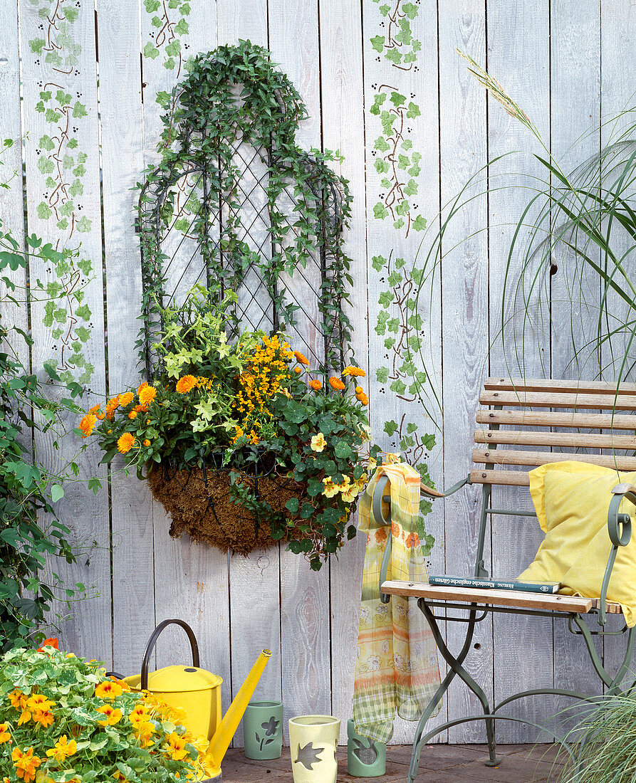 Wire basket as wall container