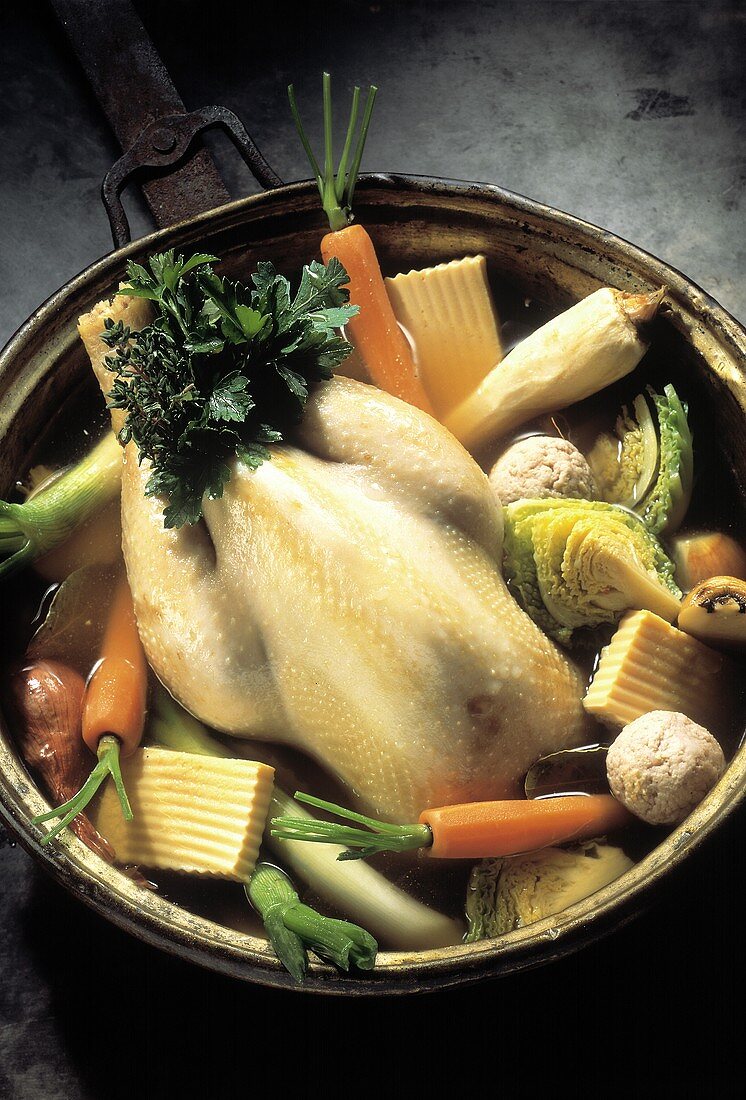 Uncooked Chicken Stew with Vegetables; Whole Chicken