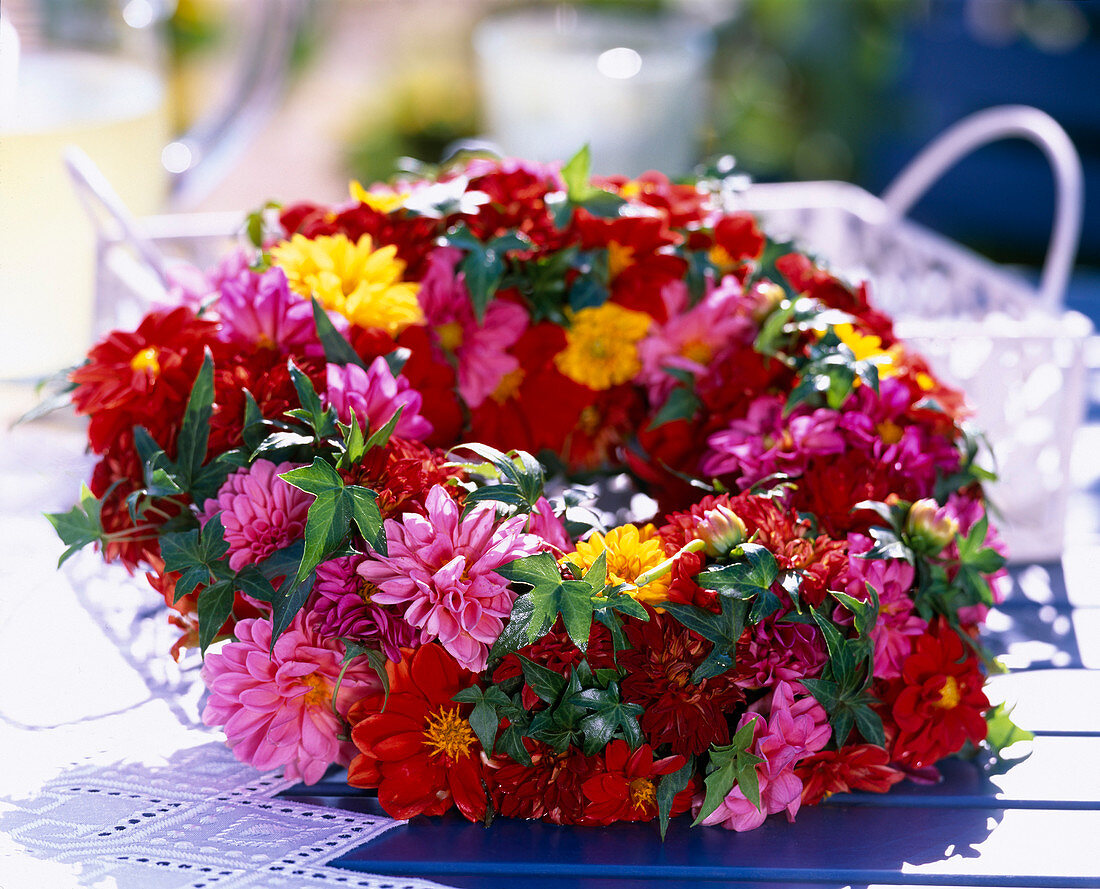 Wreath from Dahlietta (mini-dahlias)