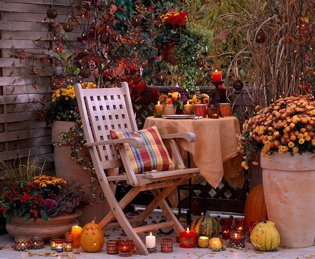 Autumnal balcony with candles