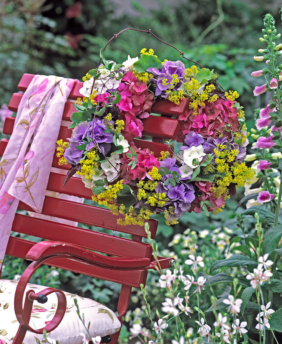 Hydrangea (Hortensien), Alchemilla (Frauenmantel)