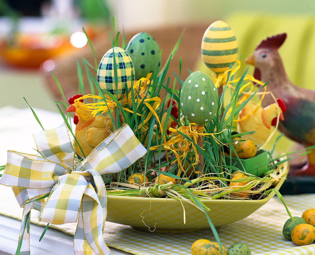 Easter bowl with wheat grass