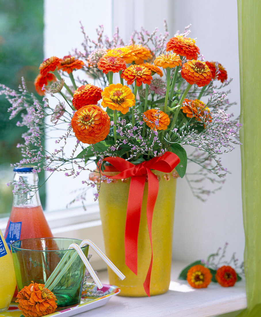 Zinnia (orange zinnias)