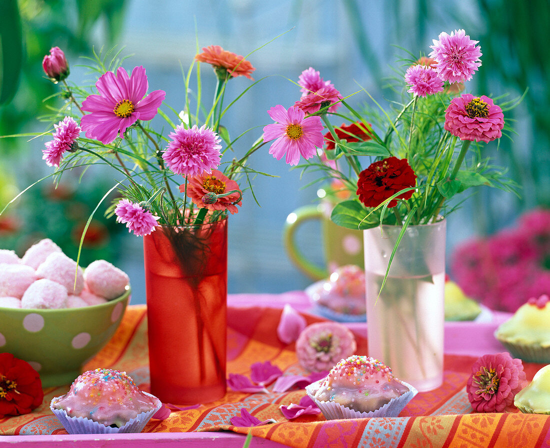 Cosmos (Jewel Basket), Zinnia (Zinnia)