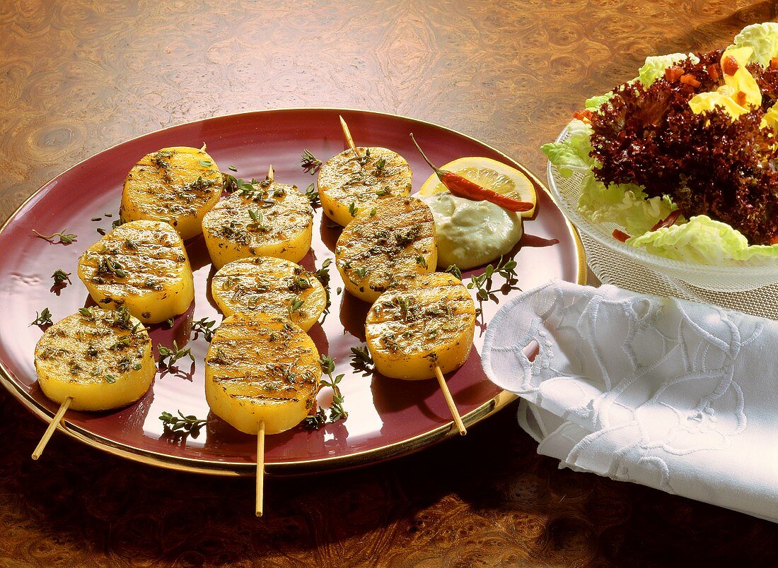 Three Potato Skewers with Thyme