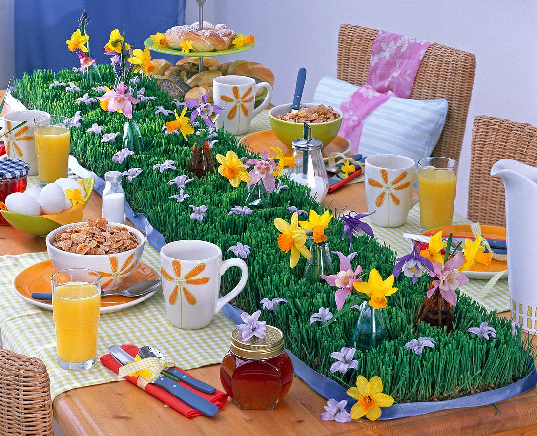 Wheatgrass carpet as a table runner