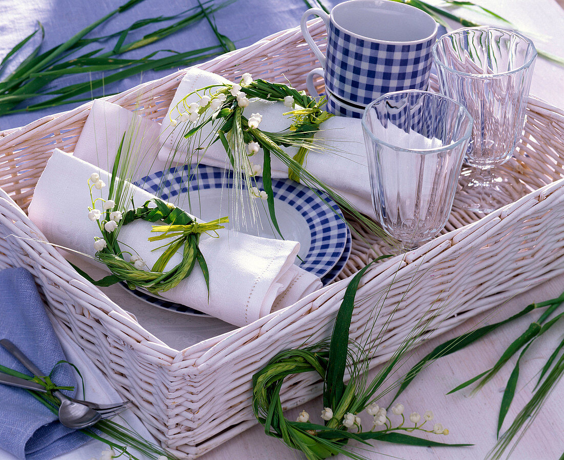 Wreaths of Convallaria (lily-of-the-valley), Hordeum (barley)