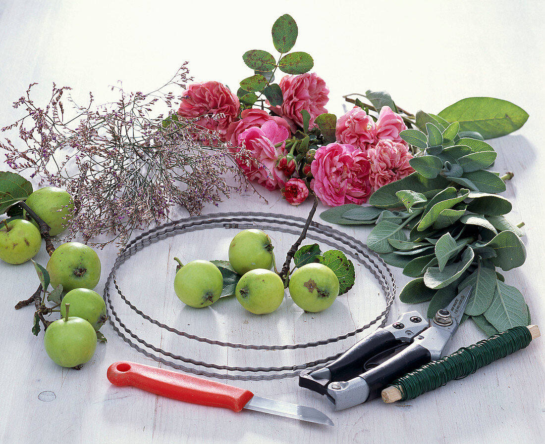 Rose-apple-sage wreath (1/3)