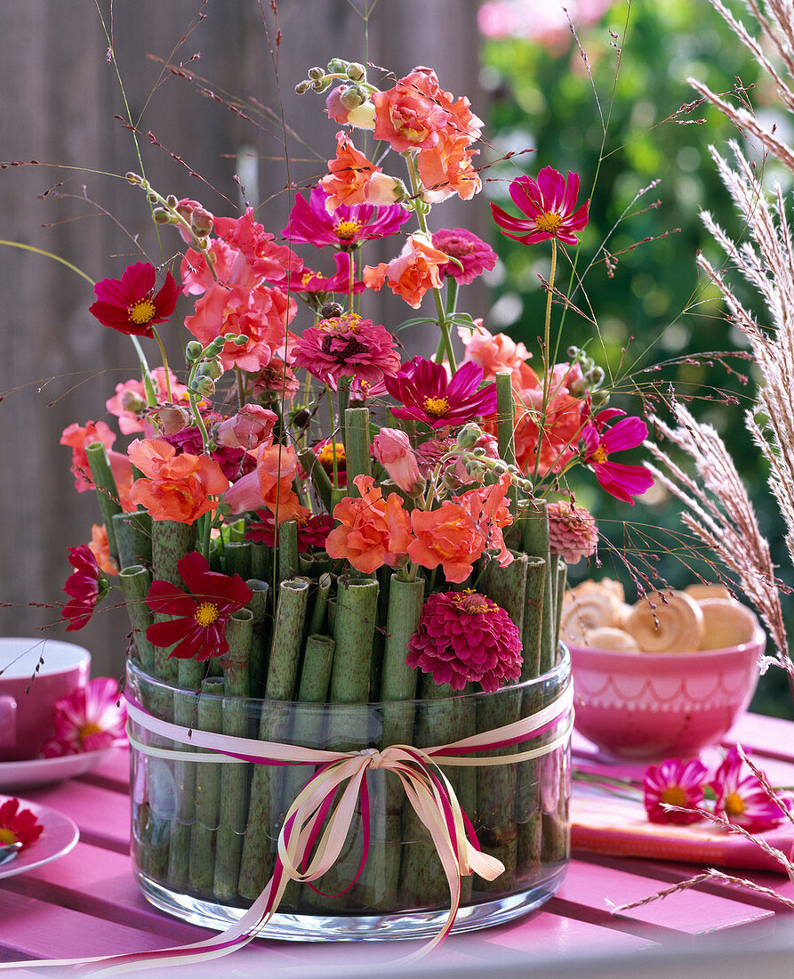 Late summer arrangements with knotweed stems