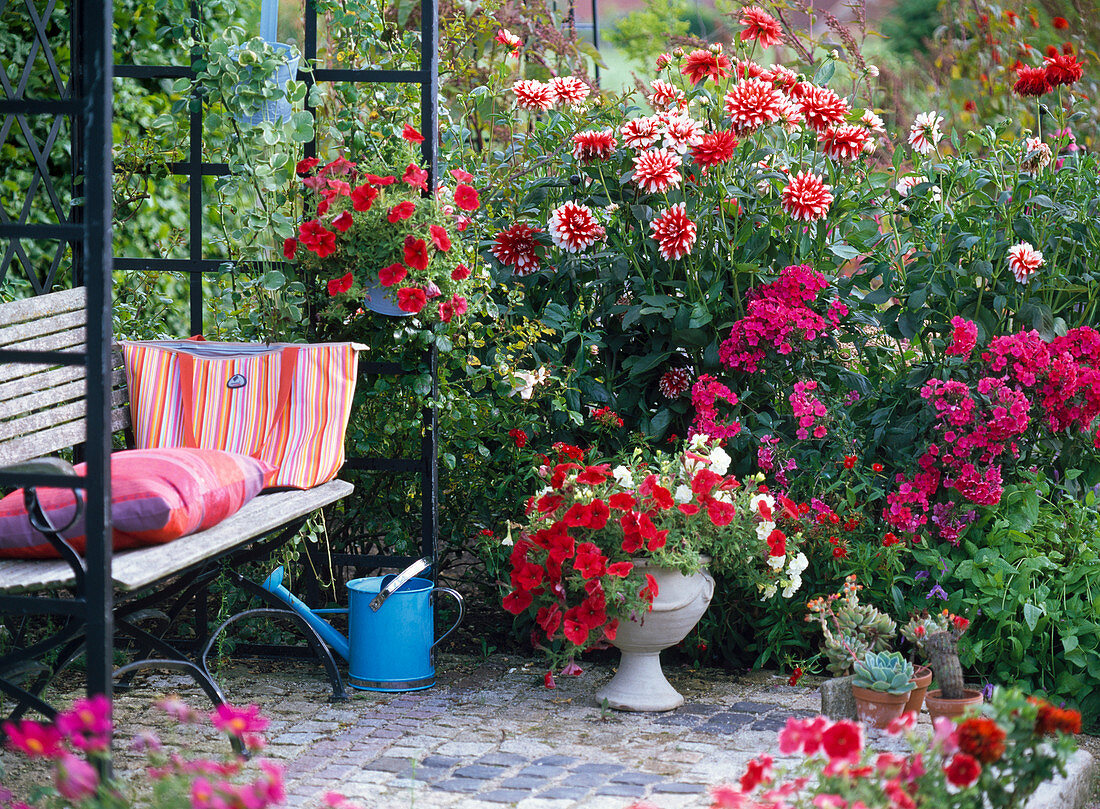 Wooden bench in arbour by Classic Garden Elements