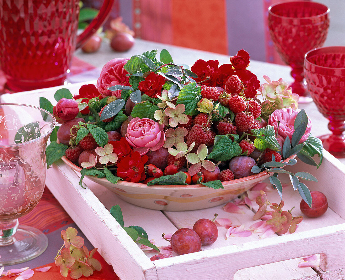 Autumnal bowl with berries and fruits