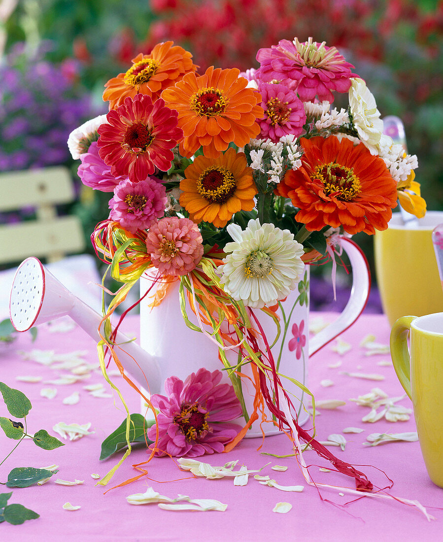 Late summer bouquet of zinnias