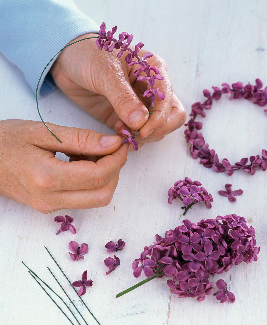 Garland of lilac flowers