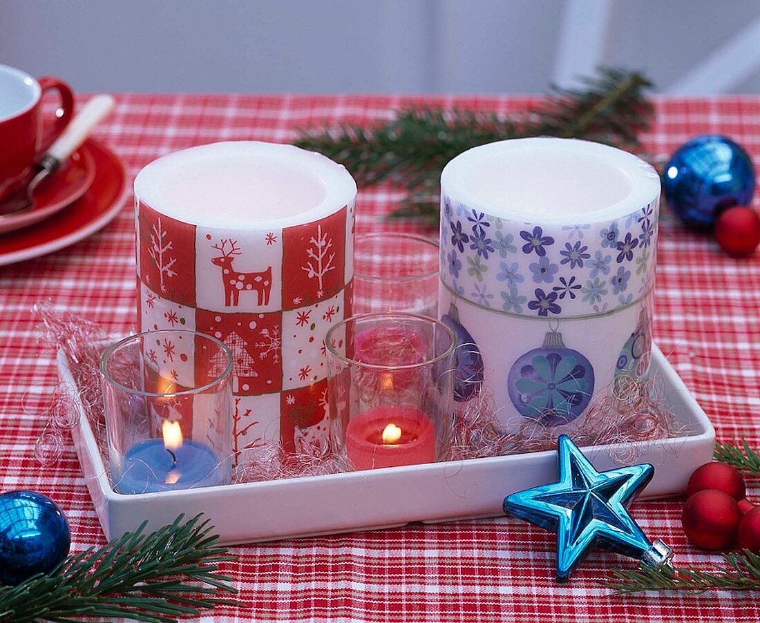 Christmas table decoration with candles