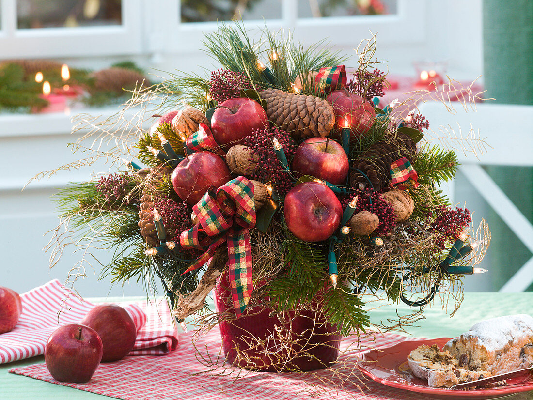 Christmas bouquet with fairy lights