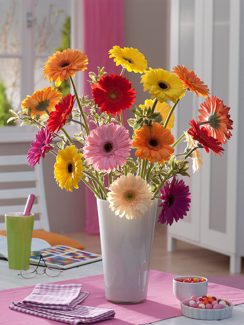 Gerbera and Pittosporum (Klebsame) bouquet