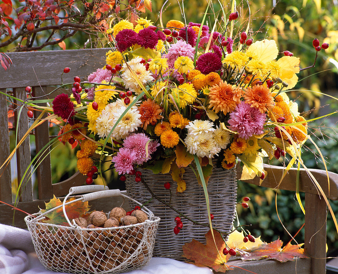 Bouquet made of chrysanthemum, panicum