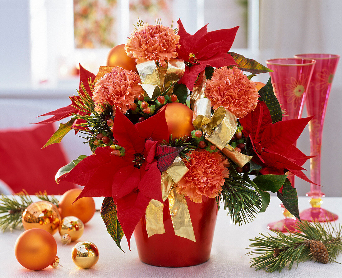 Bouquet of Dianthus, Euphorbia, Hypericum