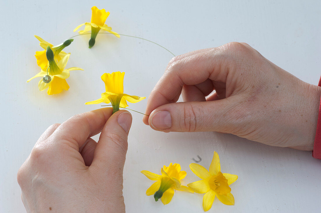 Daffodil garland as a napkin deco