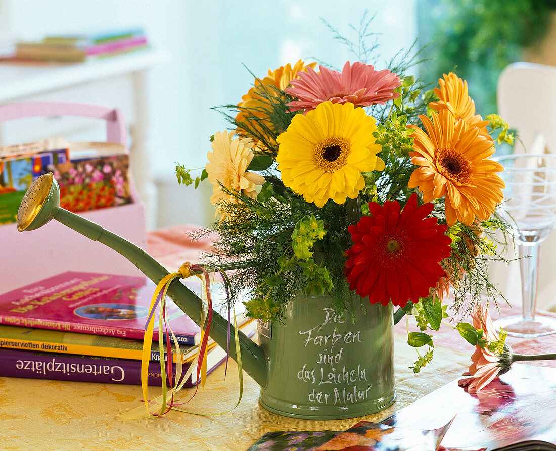 Bouquet of Gerbera, Euphorbia, Asparagus