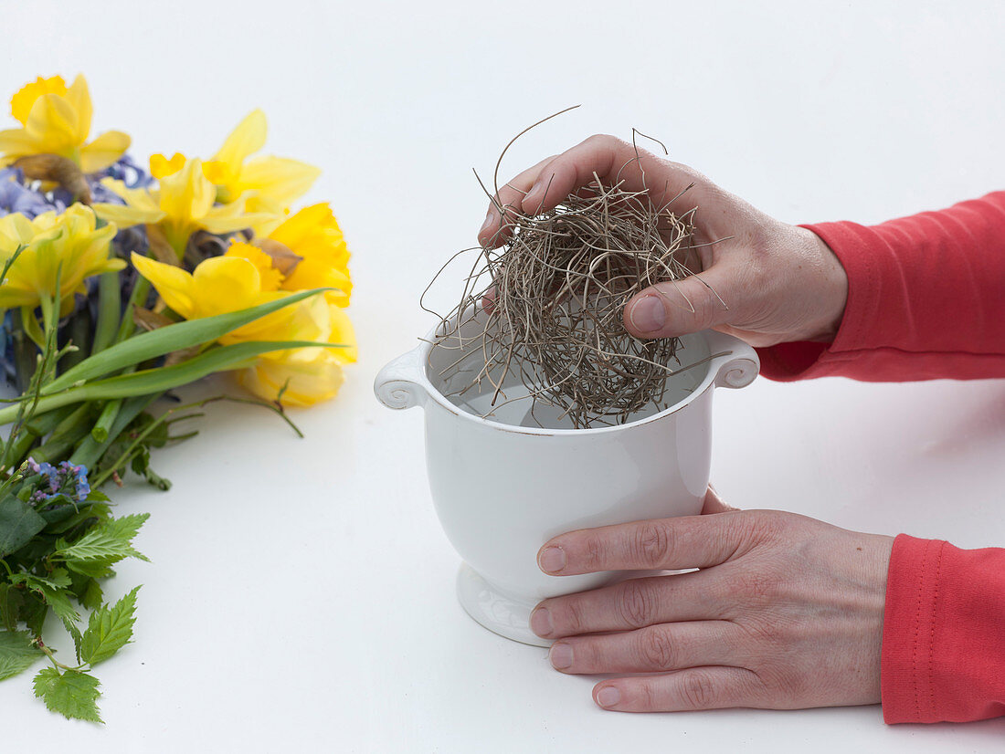 Planting a blue and yellow spring bouquet (2/4)