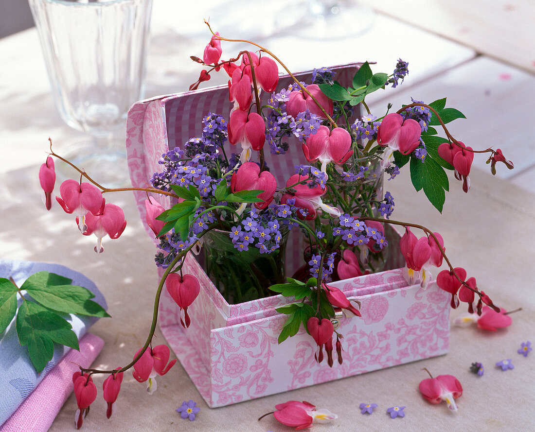 Small bouquet of Dicentra and Myosotis