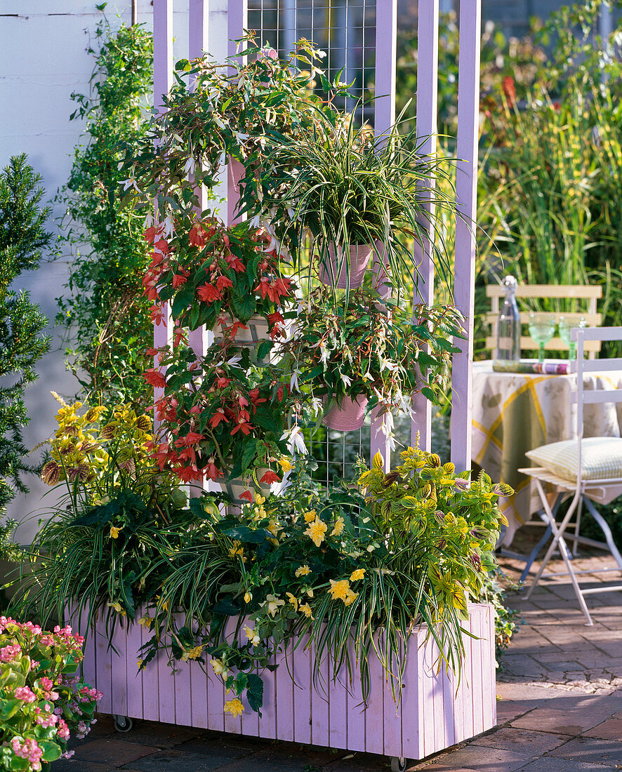 Screen with planter box and suspended pots (2/2)