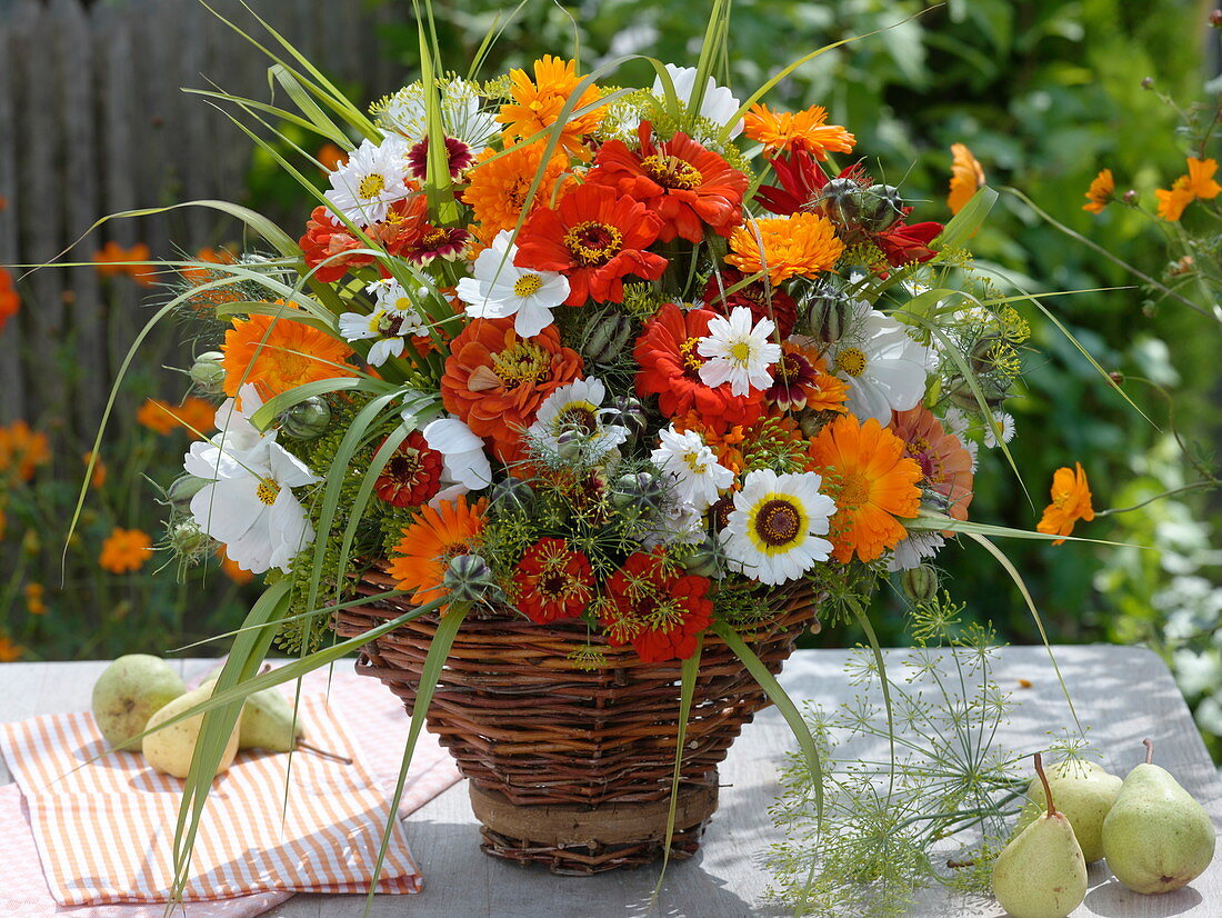 Homemade basket with wooden floor