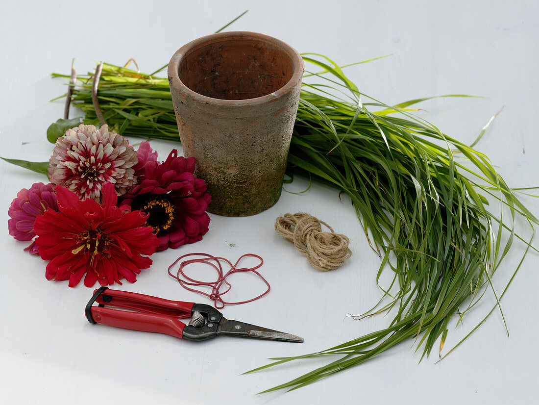 Bouquet in grass sleeves