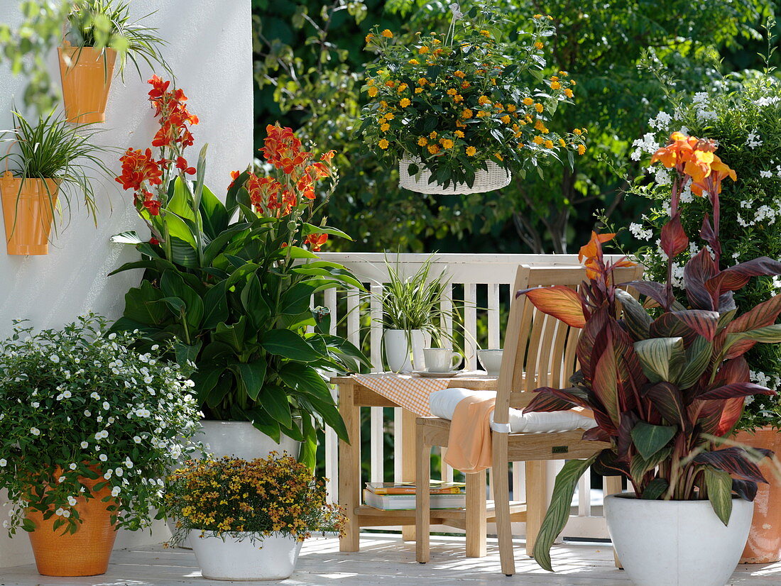 Orange and white balcony