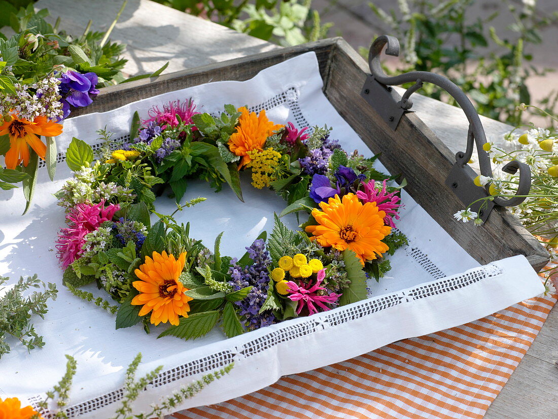 Colorful herbal wreath