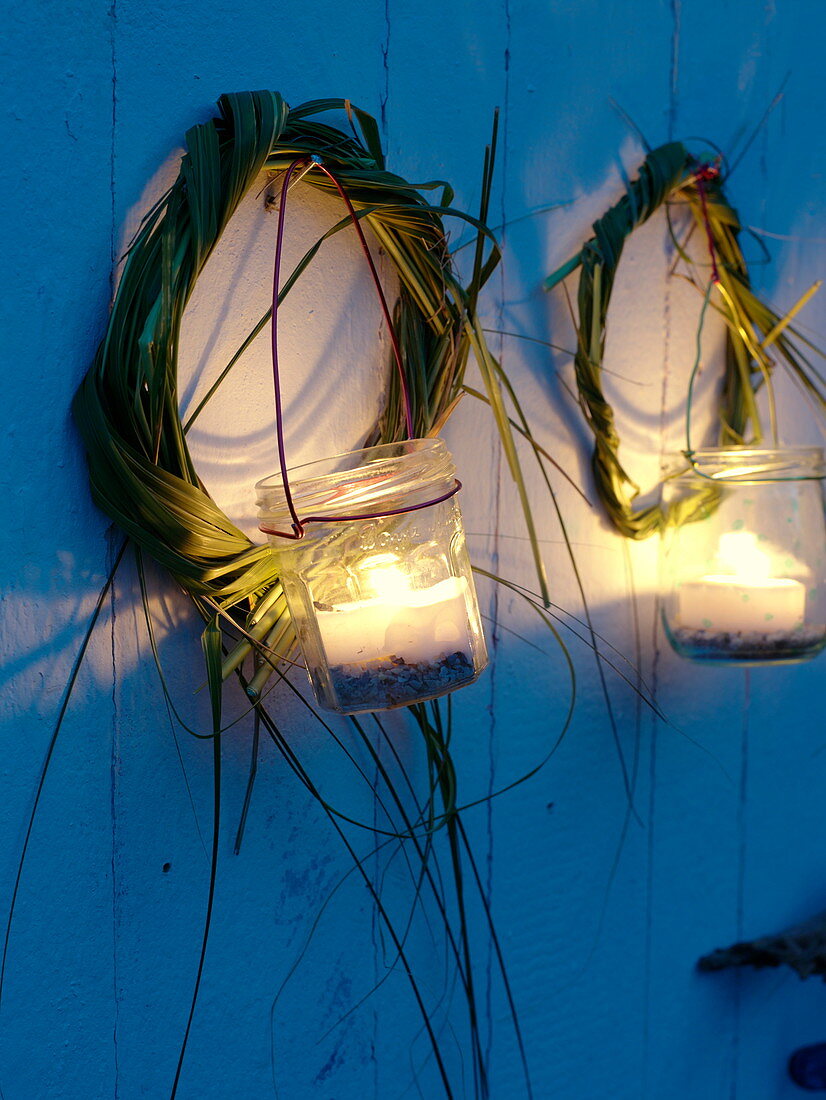 Maritime table decoration on terrace in evening mood