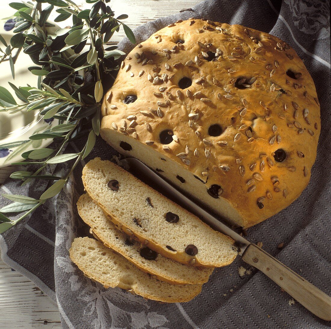 Olive bread with sunflower seeds