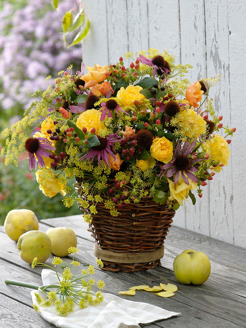 Homemade basket with wooden floor