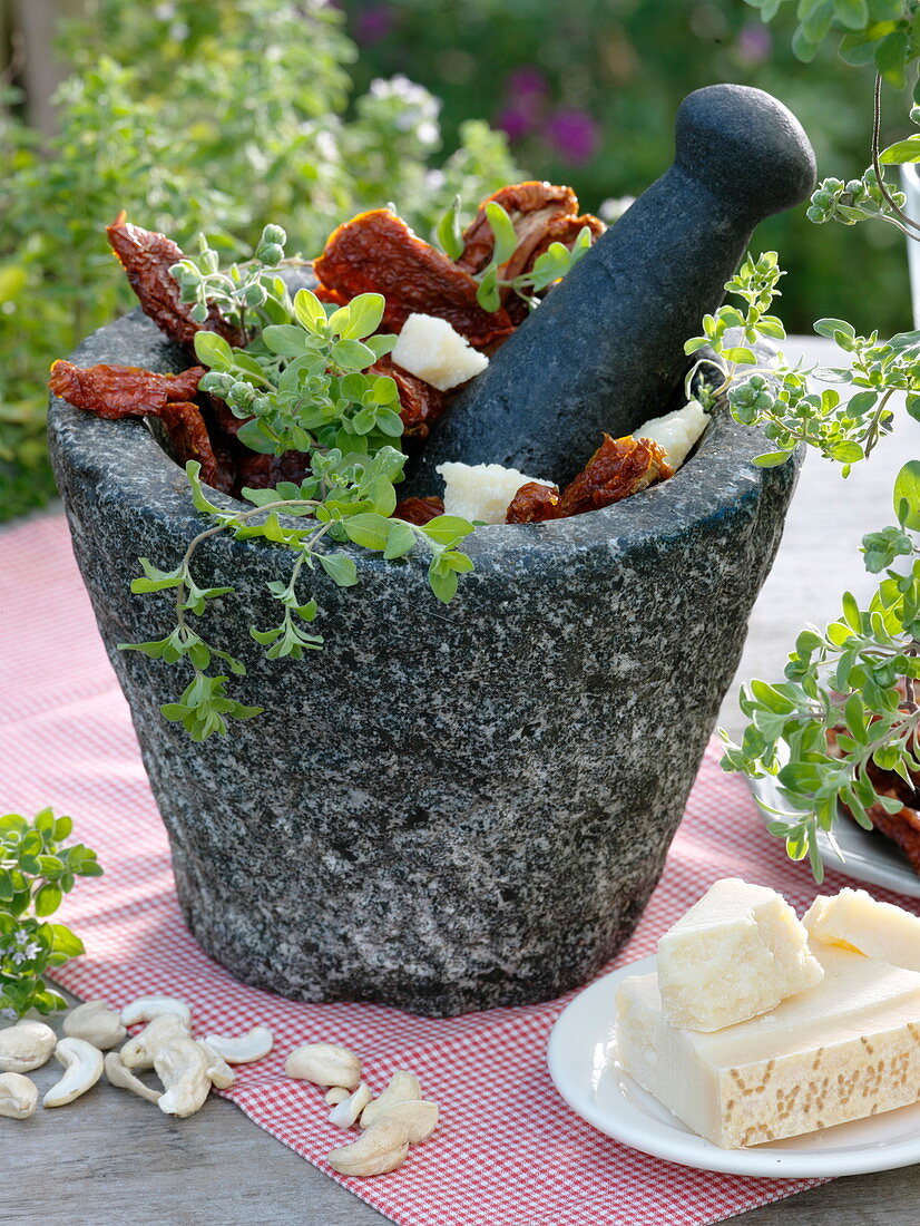 Homemade tomato pesto from dried tomatoes