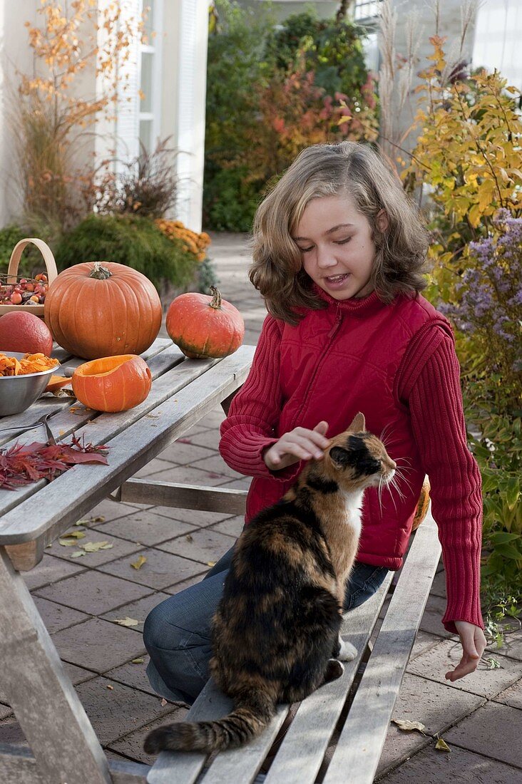 Halloween pumpkins with children