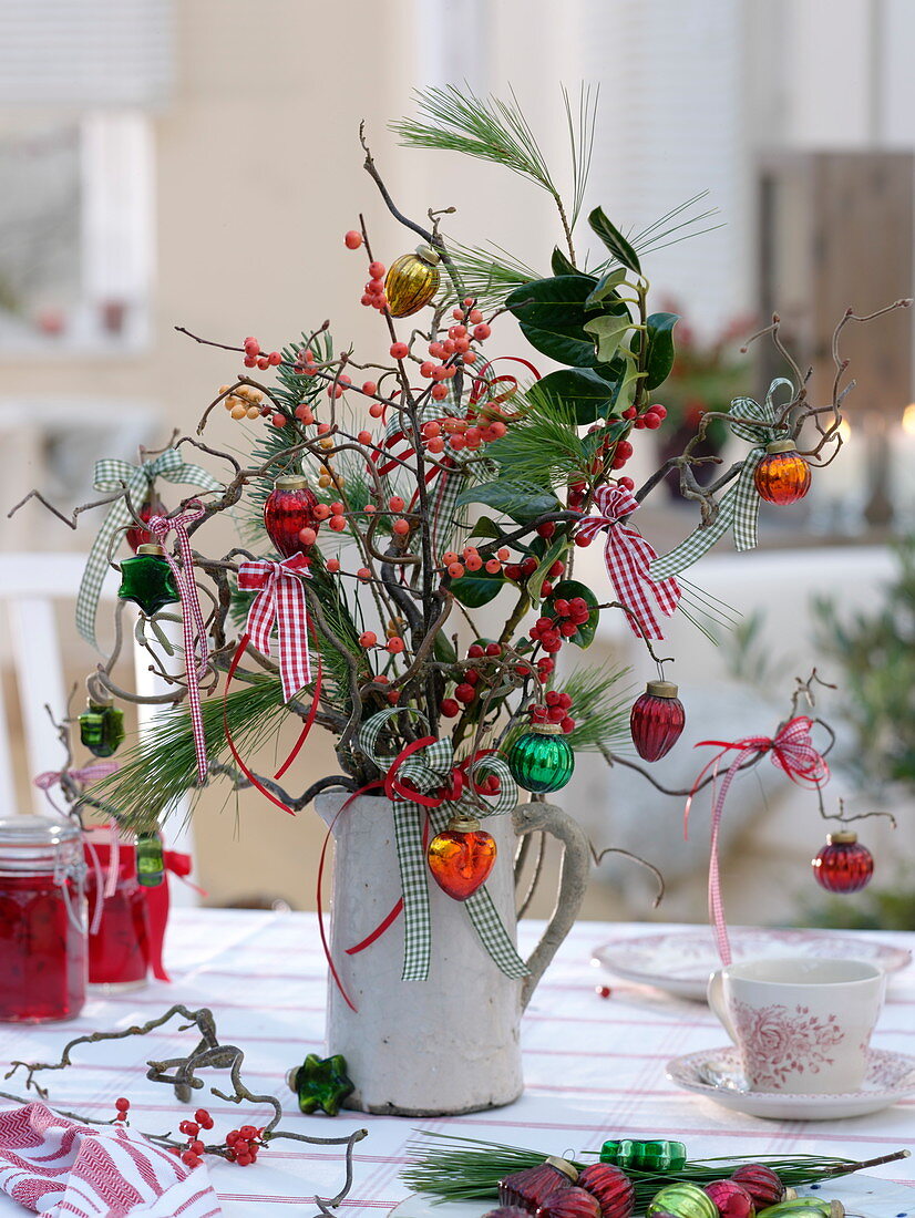 Christmas Bouquet of Ilex, Pinus