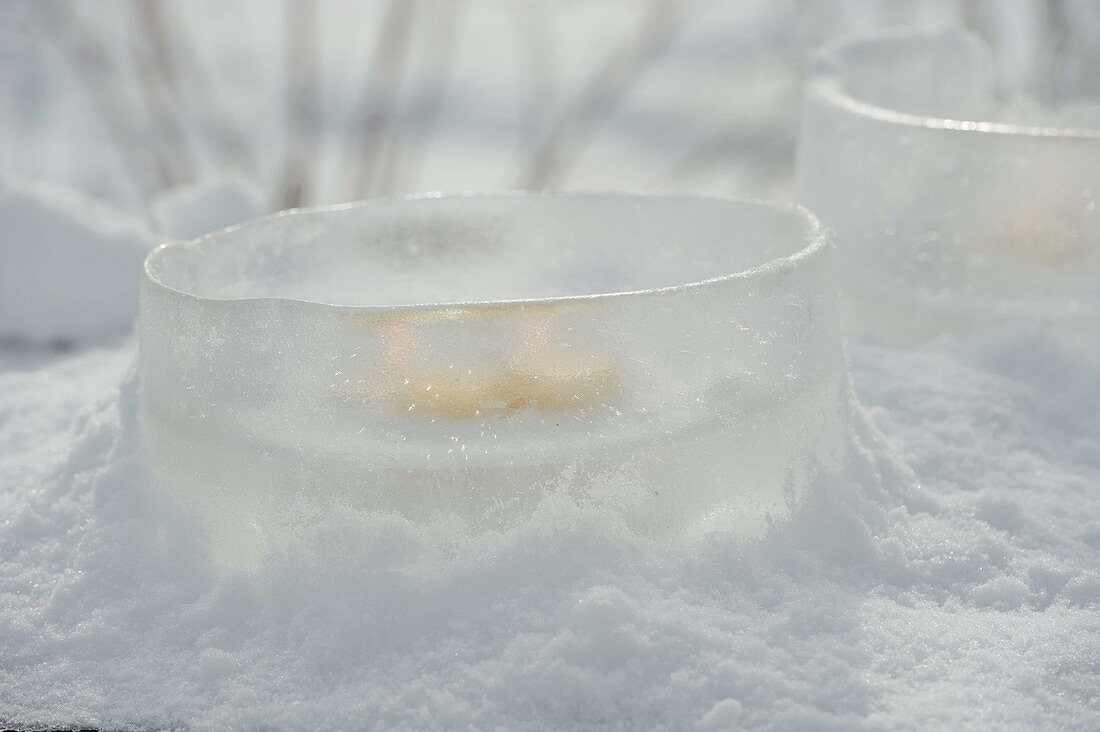 Wind light made of ice in the snow