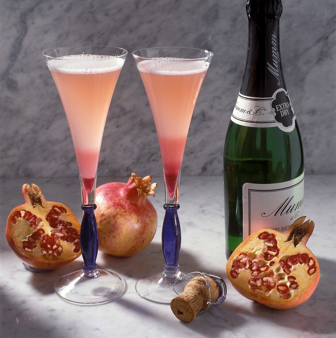 Pomegranate Cocktails with Grenadine and Champagne