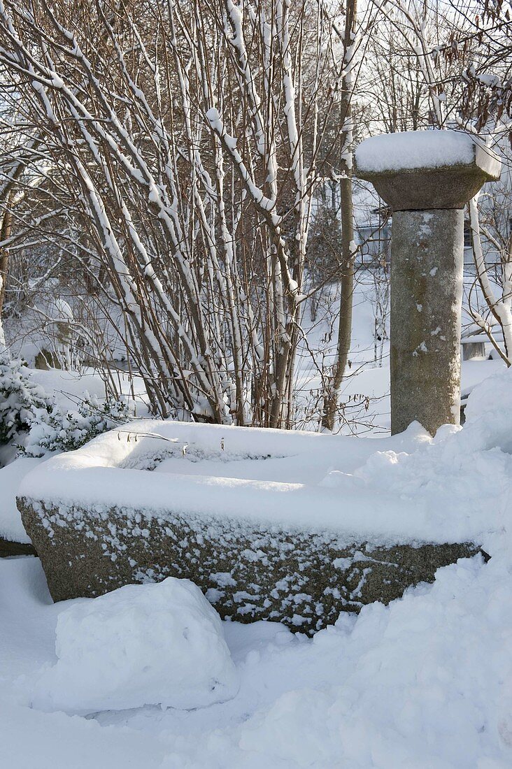 Snowy granite fountain