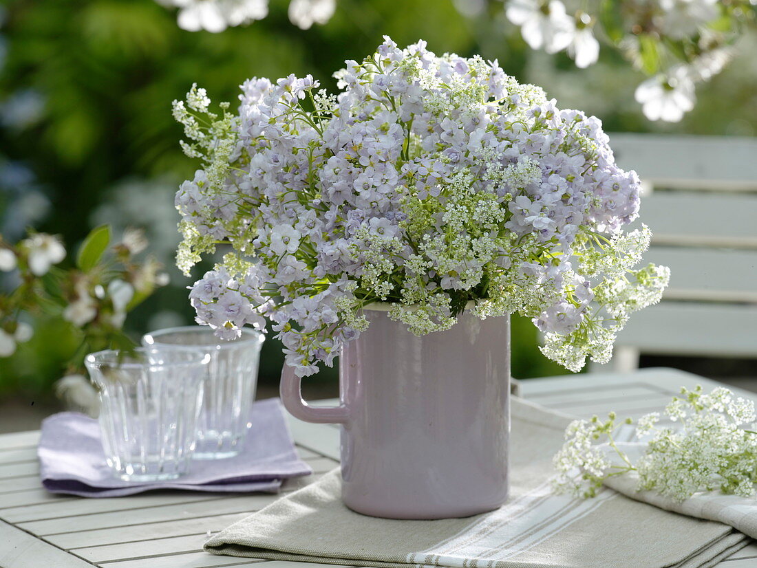 Meadow bouquet of Cardamine pratensis (meadow foamwort) and Anthriscus