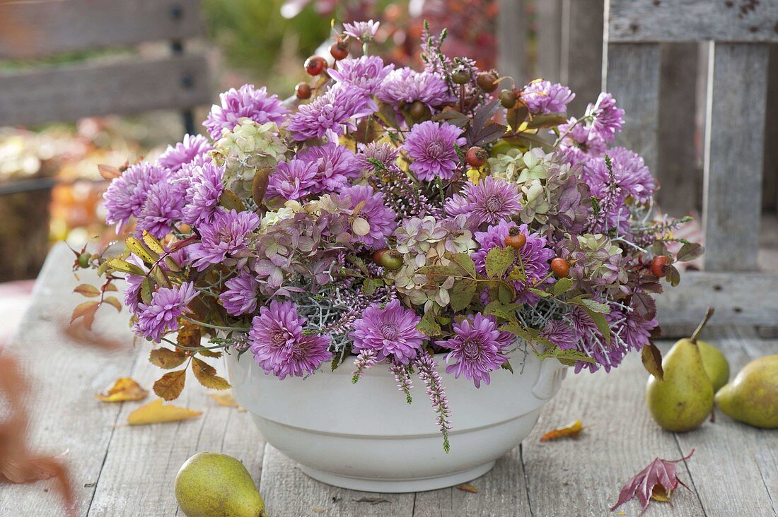 Autumn arrangement in soup tureen