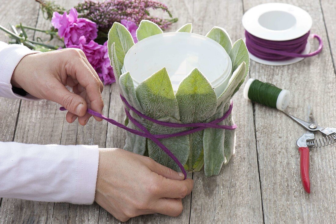 Bouquet of carnations in leaf dress (4/6)