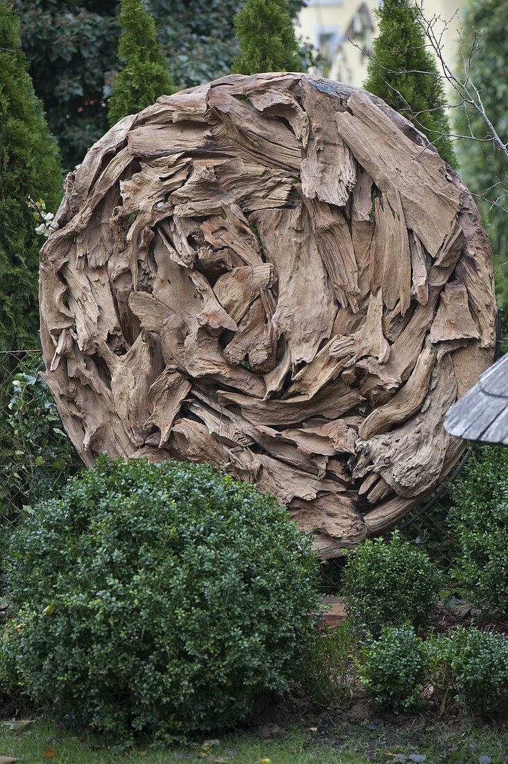 Landart-Objekt aus Treibholzstücken