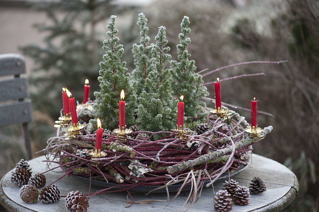 Cornus wreath - branches, deadwood and grass