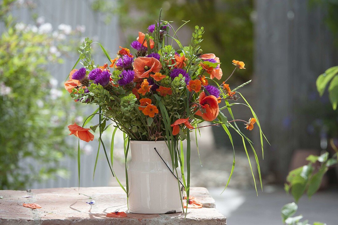 Early summer bouquet with Papaver rhoeas (Klatschohn), Centaurea