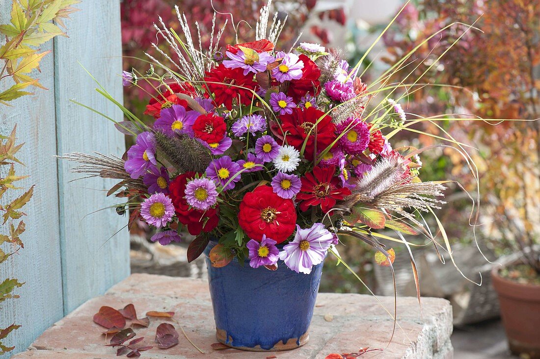 Autumn bouquet from the last summer flowers