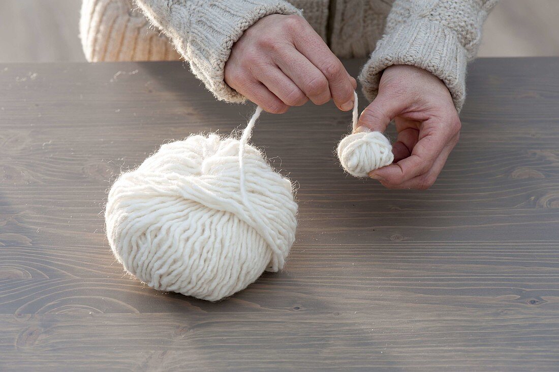 Christmas decorations with white wool balls