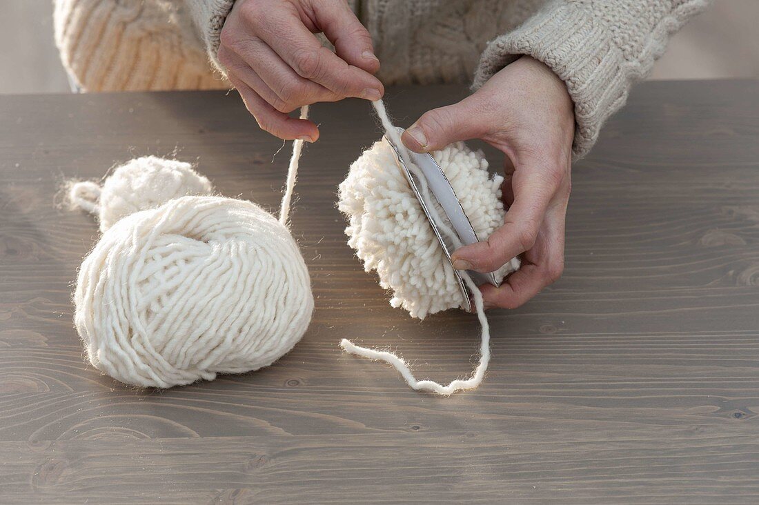 Christmas decorations with white wool balls